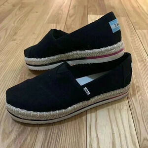 Black Tom's Slip Ons with espadrille